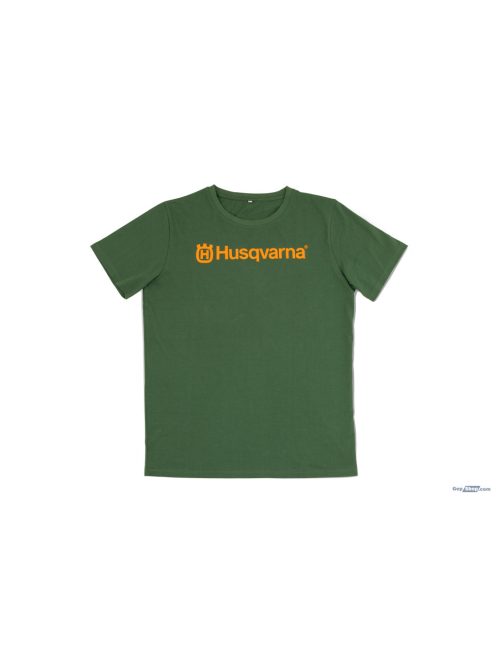 Husqvarna sötétzöld feliratos póló