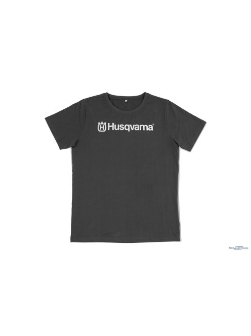 Husqvarna sötétszürke feliratos póló
