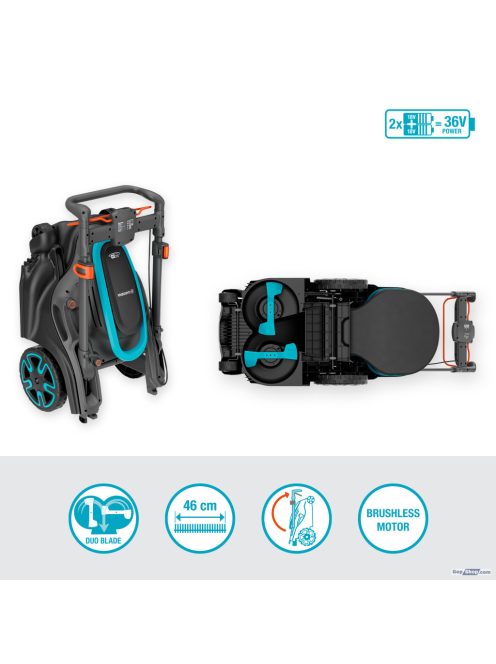 GARDENA PowerMax Duo 46/36V P4A akkumulátoros fűnyíró akkumulátorral (2,5 Ah) 14646-65
