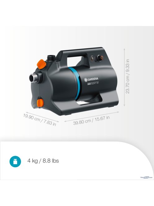 GARDENA Akkumulátoros kerti szivattyú 3000 Silent 18V akkumulátorral P4A 14610-20